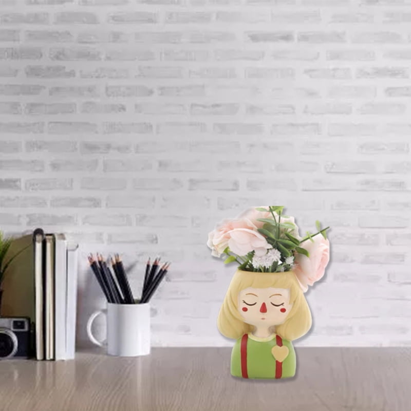 Cute Girl Flowerpot Epoxy Resin Mold Plant Pot Concrete Plaster Silicone Mould
