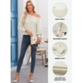 thumbnail image 3 of DOKOTOO Woman Pullover Sweaters Crewneck Long Sleeve Cable Knit Crochet Tops Casual Fall Winter Pullover Jumper Tops Apricot L US12-14, 3 of 12