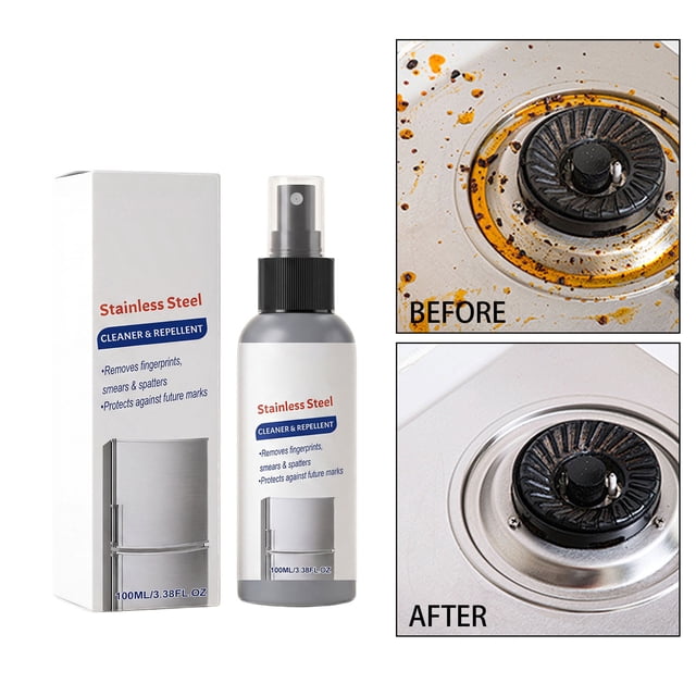 Limpiador de metal de alta resistencia para superficies de cocina, 100 ml, elimina manchas horneadas, grasa y suciedad de acero inoxidable, aluminio y electrodomésticos