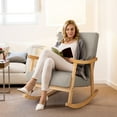 thumbnail image 2 of Costway Set of 2 Rocking Chairs with Pillow Rocking Armchairs with Rubber Wood Frame Grey, 2 of 10