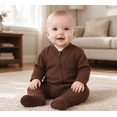 thumbnail image 3 of Newborn Baby Romper Boys Girls Zipper Long Sleeve Bodysuits Infant Solid Color Onesie Jumpsuit Clothes with Pocket 3-18Monthes, 3 of 9