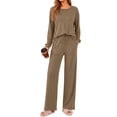 thumbnail image 2 of Weekease 2 Piece Pajama Set for Women Crew Neck Long Sleeve Tops Drawstring Pants Casual Sleepwear Fall Nightwear with Pockets, 2 of 7