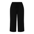 thumbnail image 4 of Zormilly Capri Pants for Women, Loose Lightweight Plus Size Pants with Pockets, Split Hem Black Cropped Pants Vacation, XL-5XL, 4 of 8
