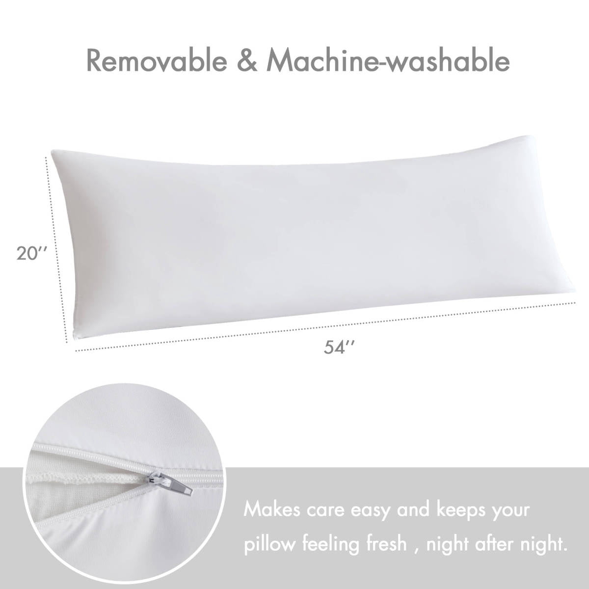 FENGFAN 20x54 Inch Cooling Full Body Pillow, Nylon Spandex Breathable Support Pillow Memory Foam Microfiber Filled Maternity Body Pillow