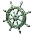 thumbnail image 2 of Nagina International 16" Antique Premium Pine Nautical Ship Wheel with Shades of White and Green | Nautical Home Decor & Gifts, 2 of 6