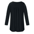 thumbnail image 4 of Pntutb Womens Solid Round Neck Button Pleated Pullover Long Sleeve Top Blouse Black XL, 4 of 5