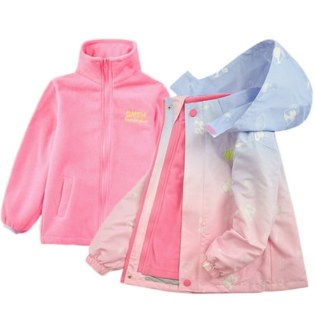 

SYNPOS 3-13Y Child Girls Fleece Jacket Windbreaker 2-in-1 Colorful Outdoor Jakcet