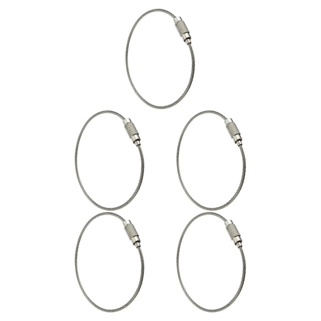 Langgg Wire Keychain Stainless Steel Cable Loop Keyring Home Car Keys Organization Hanging Luggage Tag Outdoor Gadget Cable Key Ring silver 15cmx2mm 5Set
