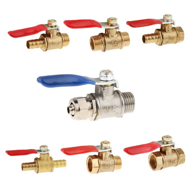 mmirethe Divers Type Robinet à Boisseau Sphérique Fileté en Laiton 20mm 8mm Rouge 1Set