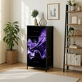 thumbnail image 7 of Dresser for Bedroom with 4 Storage Drawers Marble Blue Ultra Violet Black Abstract Neon Purple Wave Gradient Dressers Chest of Drawers Steel Framed Fabric Closet Organizers for Entryway, 7 of 7