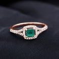 thumbnail image 2 of Rosec Jewels Natural Emerald Engagement Ring with Diamond for Women ( AAA Quality), 14K Rose Gold, US 11.00, 2 of 7