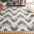 thumbnail image 2 of SAFAVIEH Moroccan Tassel Janetta Wavy Striped Area Rug, Ivory/Black, 8'8" x 12', 2 of 8