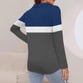 thumbnail image 6 of Yigetop Mock Neck Sweatshirt Women Women's 3/4 Sleeve Quarter Zip Shirts Collared V Neck Pullover Top Collared Casual Fall Tunic Color Block Blouses Long Sleeve Tops Blue2 2XL, 6 of 8
