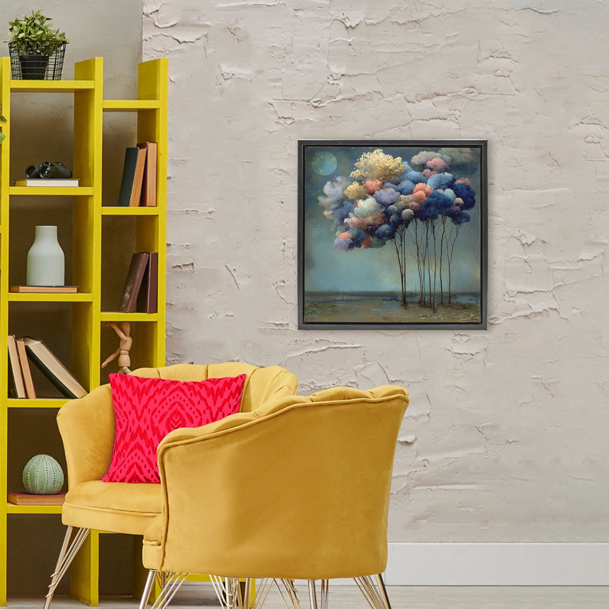 Stupell Industries Dreamy Sky Trees Surrealism Black Framed Floater Canvas Wall Art, design by Annabelle Hall