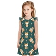 thumbnail image 1 of Fotbe Cute Shiba Vestido de Dormir para Niñas de 3 a 10 Años, Mangas Cortas, Estilo Princesa, Pijama Camisón con Mangas Voladas-Small, 1 of 6