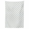 thumbnail image 2 of Abstract Tablecloth, Rhythmic Flowers Leaves Minimalist Blossom on Plain Backdrop Illustration, Rectangle Satin Table Cover for Dining Room and Kitchen, 52" X 70", White and Pale Grey, by Ambesonne, 2 of 2