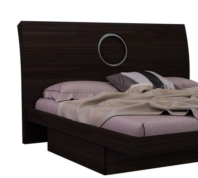 Wenge High Gloss Finish Queen Size Bed Modern Global United Monte Wenge High Gloss Finish Queen Size Bed