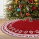 thumbnail image 2 of CHAO Falda grande para árbol de Navidad, alfombra navideña rústica de 48 pulgadas con copos de nieve y falda de reno de punto rojo para decoración del hogar en interiores y exteriores, 2 of 5