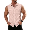 thumbnail image 3 of Mens Summer Shirt Button Down Breathable Collared Sleeveless Top Casual Lightweight Cotton Linen Tank Tops Dressy (3XL,Pink), 3 of 9