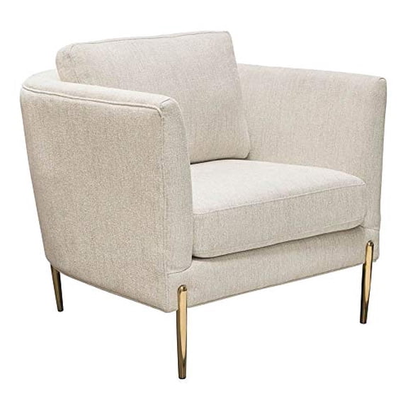 Lane Chair in Light Cream Fabric with Gold Metal Legs by Diamond Sofa