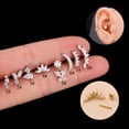 thumbnail image 3 of Pendientes de varilla gruesa de acero inoxidable con tornillos de doble cabeza, pendientes de mariposa con circonitas, pendientes perforados, 3 of 5