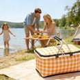 thumbnail image 3 of Insulated Collapsible Picnic Basket - Red & White Gingham - Portable Cooler Tote with Aluminum Handle for Camping, Beach & Outdoor Parties (1pc), 3 of 7