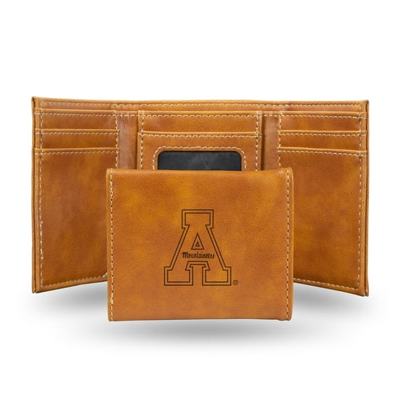 Appalachian State Mountaineers Brown Laser Engraved Tri-Fold Wallet - Men's Accessory