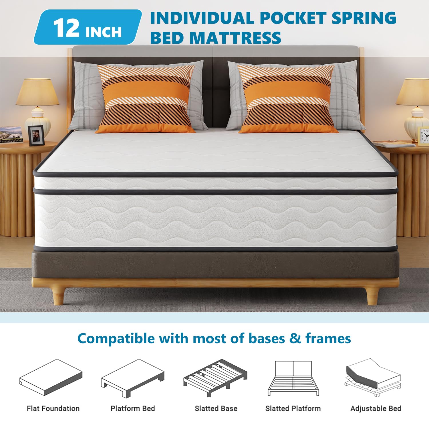 YRLLENSDAN Full Size Mattress in a Box, Foam Spring Hybrid Mattress, Medium Firm Full Mattress 12 Inch, Fiberglass Free Mattress Full Size Double Bed Mattress