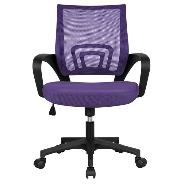 Mesh Office Chair Low-Back Armless Computer Desk Chair Adjustable Height Purple 