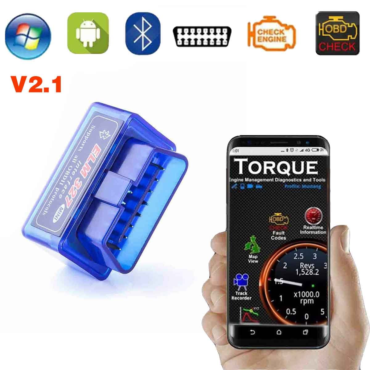 Car Auto Diagnostic Scanner, ELM327 OBDII OBD2 Professional Bluetooth Scan Tool and Code For Android IOS ,Code Readers and Scan Tools - Walmart.com