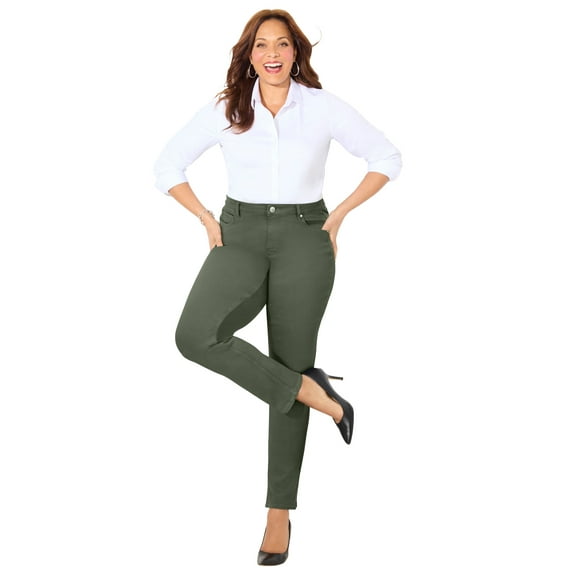 Catherines Women's Plus Size Petite Sateen Stretch Pant