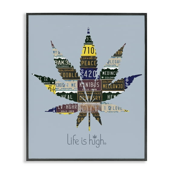 Stupell Industries Life Is High with Plant Novelty & Humor Painting Black Framed Art Print Wall Art, 11 x 14