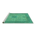 thumbnail image 2 of Ahgly Company Machine Washable Indoor Round Abstract Turquoise Blue Modern Area Rugs, 7' Round, 2 of 4