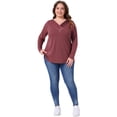 thumbnail image 3 of DARING DIVA Women's Plus V Neck Button Fall Pullover Shirt Loose Blouse 2X Burgundy, 3 of 6