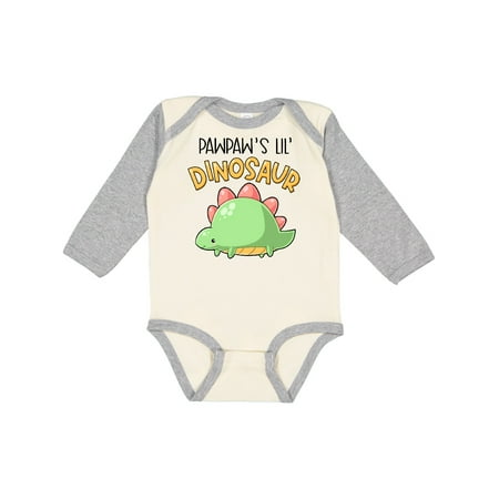 

Inktastic Pawpaw s Lil Dinosaur with Cute Stegosaurus Gift Baby Boy or Baby Girl Long Sleeve Bodysuit