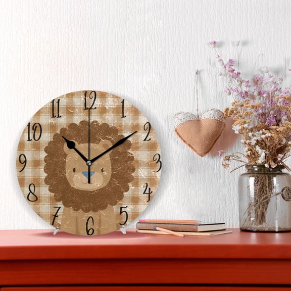 10" Quartz Indoor Wall Clock Silent Mechanism / Cozy Warm Lion Cub