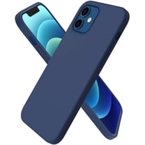 Compatible with iPhone 12 Mini Case, Slim Liquid Silicone 3 Layers Full Covered Soft Gel Rubber with Microfiber Case Cover 5.4 inch-Navy Blue