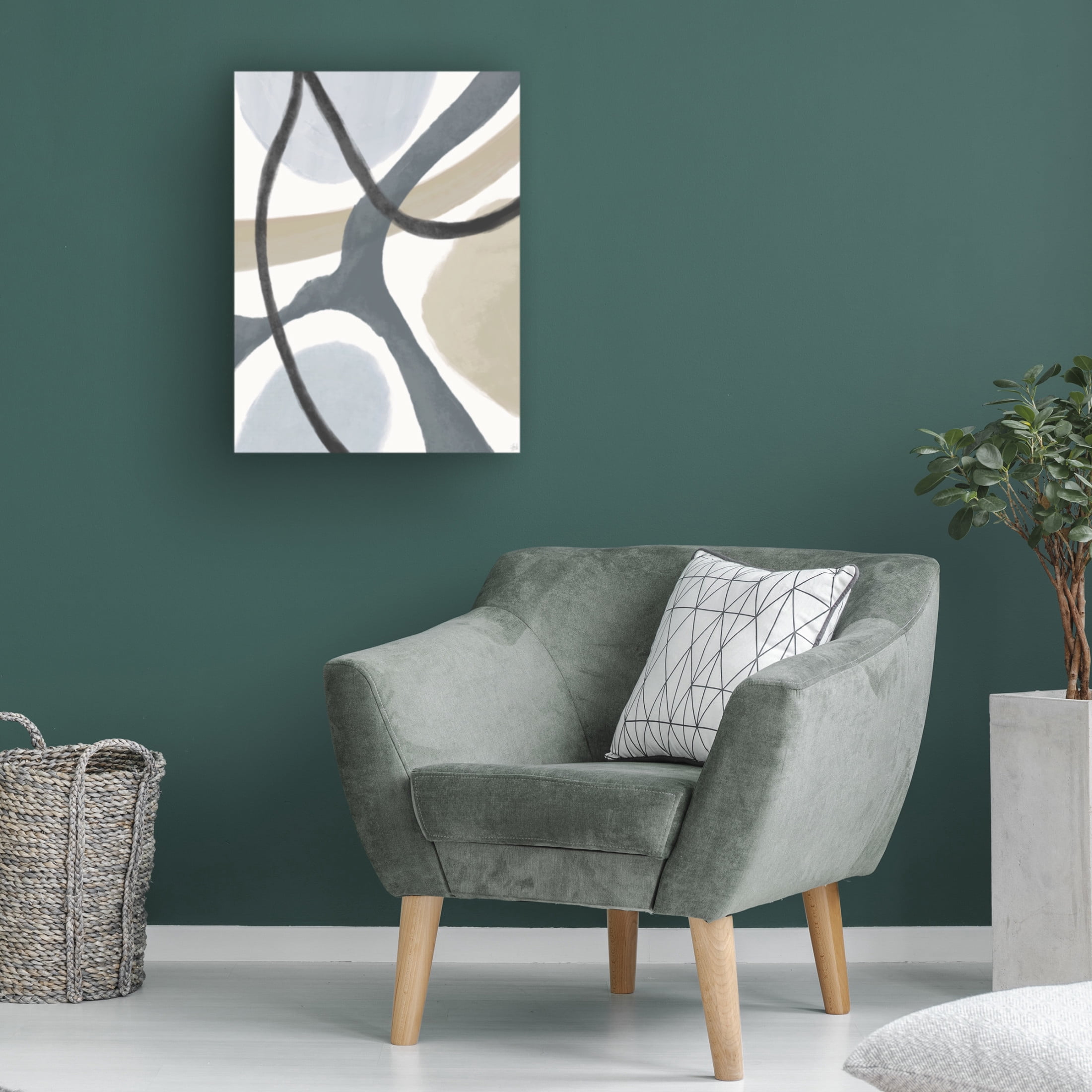 Canvas Wall Art - Line and Brush 'Blues N Shapes 2' Wall Art for Living Room, Bedroom, or Office Décor by Trademark Fine Art - 18 x 24 Inches