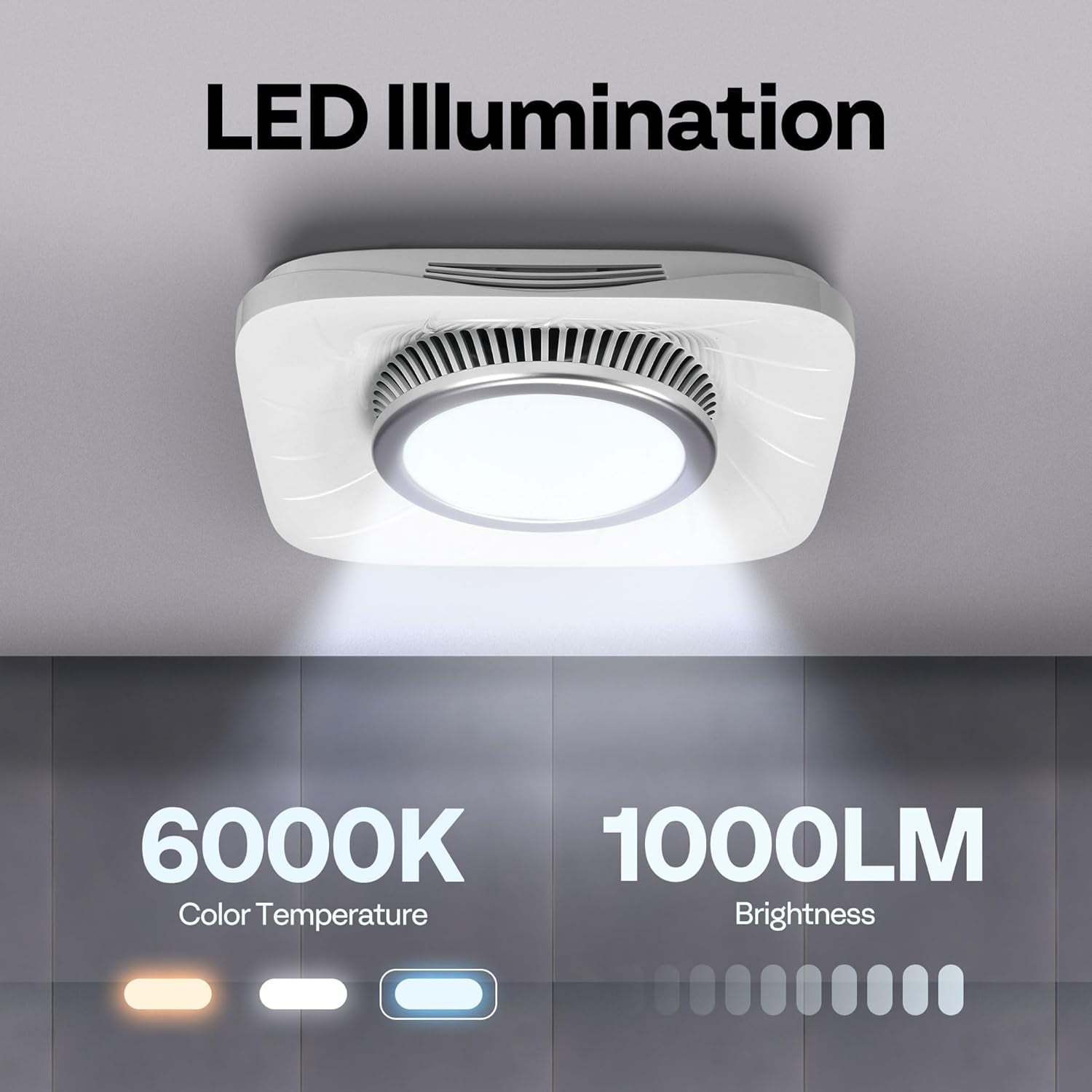 SPECSTAR Bathroom Exhaust Fan with Light, 110 CFM 1.0 Sone Shower Ventilation Fan, Super Quite Fan w/ 6000 K 1000LM LED Cool White Light, for 4'' Duct Ceiling Mount