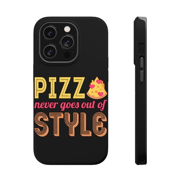 DistinctInk Tough Case for Apple iPhone 15 PRO (6.1" Screen), Compatible with MagSafe Charging - Pizza Never Goes Out Of Style