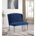 thumbnail image 2 of Best Master Furniture Hana 43" Velvet & Steel Dining Bench in Blue/Silver, 2 of 4
