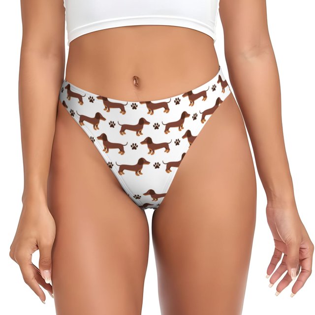 Fotbe Dachshund Dog Puppy Tanga Sin Costuras para Mujer con Estampado – Panties Invisibles, Transpirables y Cómodos para Uso Diario-X-Small