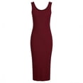thumbnail image 3 of Mifsaly Midi Bodycon Dresses for Women Summer Casual Sleeveless Tank Dress Slim Fit Scoop Neck Outing Clubwear Stretchy Sundress Wine,S, 3 of 4