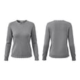 thumbnail image 7 of BXJX Womens Knit Sweaters, Long Sleeve Scallop Trim Casual Crew Neck Pullover Tops for Fall Gray Size S-3XL, 7 of 7
