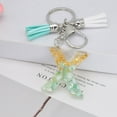 thumbnail image 2 of pstuiky Llavero con borla verde, colgante de cristal, lámina dorada, joyería de piedra, colgante, bolso, llavero, 2 of 2