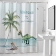 thumbnail image 3 of Shower Curtain for Bathroom Watercolor Palm Trees Green Dinosaur Waterproof Bath Curtains Shower Curtains with Hooks,Summer Seaside Bathroom Curtain Privacy Drapes for Bathtubs Toilet 36x72in, 3 of 9