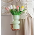 thumbnail image 4 of Glass Hydroponic Flower Vase, 7 Inches Colored Glass Bubble Vase for Flower, Three-Layer Glass Funky Vase(Milky Green), 4 of 5