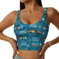 thumbnail image 2 of Picia Construction Trucks Sports Bra for Women,Padded Strappy Sports Bras Medium Support Yoga Bra with Removable Cups,Running Yoga Bra-X-Large, 2 of 9