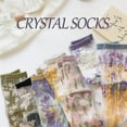 thumbnail image 2 of CAILDANL Womens Floral Sheer Socks Summer Thin Mesh Ankle Transparent Crystal Glass Silk Socks Cottagecore Elastic See Through Sock, 2 of 7