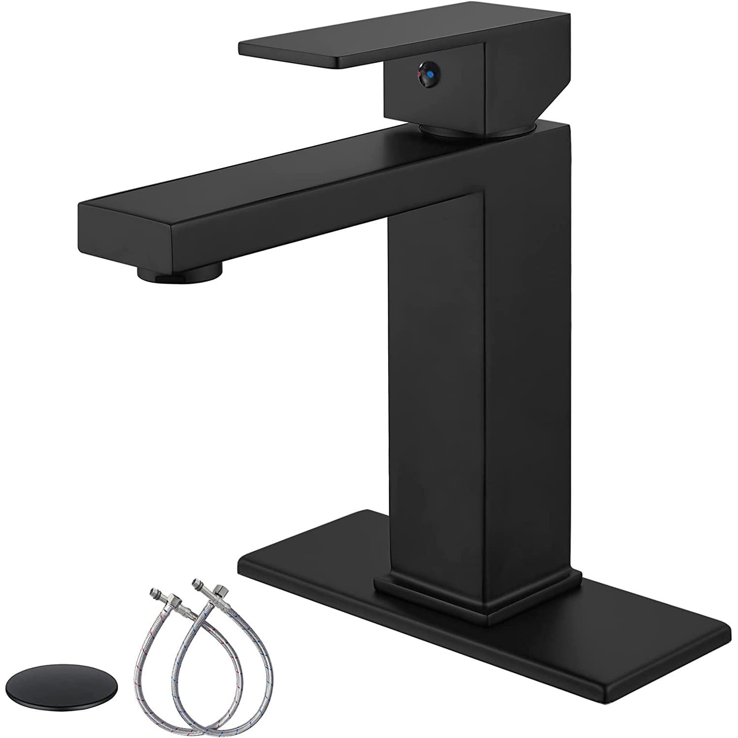 gotonovo Matte Black Bathroom Sink Faucet 1 Hole Single Handle Deck Mount Lavatory Mixer Tap